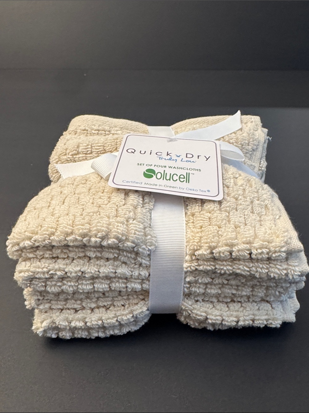 8pc TRULY LOU Quick Dry Zero Twist Cotton Bath Towel Set - Birch - Bone - Picture 10 of 10